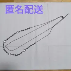 黒 グレー 2連ロング ネックレス 調整可能