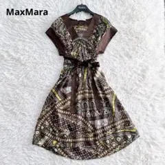 極美品 マックスマーラ シルク混 花柄 Vネック 膝丈 ワンピース - メルカリ