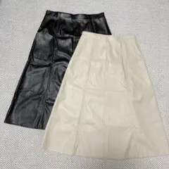 GU フェイクレザースカート 2着
