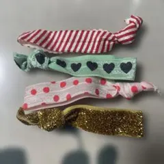 ヘアバンド 4点セット　ゴールド　ハート　ドット　ストライプ