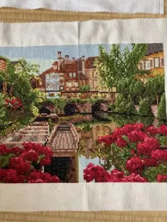 クロスステッチ完成品　花