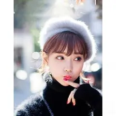 【迅速配送】ファー ベレー帽 Gray Black