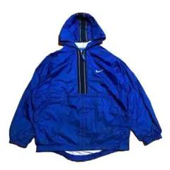 90s NIKE ナイロン ジャケット パーカー 青 キッズ L 裏地付き