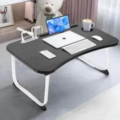 AISFA ダークグレー ローテーブル PCテーブル USBポート付き