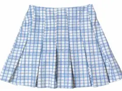 Bershka ベルシュカ チェック柄 プリーツスカート 水色 ホワイト