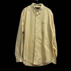 美品ラルフローレンボタンダウンイエロー 長袖シャツ オックスフォードXLサイズ
