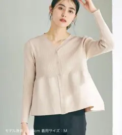 coca スポンディッシュニットペプラムカーディガン ライトベージュ