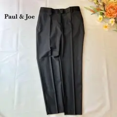 ポールアンドジョー センタープレスパンツ 黒 ストレッチ 36テーパード