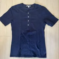 BEAMS ビームス　ヘンリーネックTシャツ　紺　ネイビーのサムネイル
