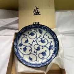 染付 唐草文様 盛皿 木箱入り