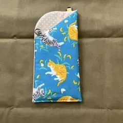 猫デザイン メガネケース 布製