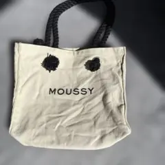 MOUSSY キャンバストートバッグ　オフホワイト×黒ロゴ