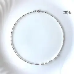 シルバービーズ　パールネックレス