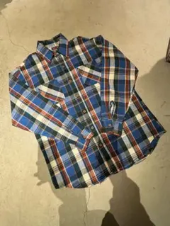 80's bigmac ヘビーフランネルシャツ アメリカ製 オンブレ チェック