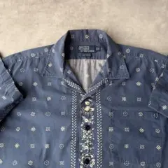 RRL ダブルアールエル ラルフローレン 藍染 開襟シャツ 三つ星 90s RRL ダブルアールエル ラルフローレン 藍染 開襟シャツ 三つ星 90s