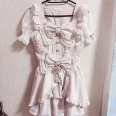 LIZ LISA リズリサ フロントカシュクールBIGリボンセットアップ ピンク