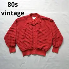 80s vintage ヴィンテージ　赤　総タック　100%シルク　ジャケット