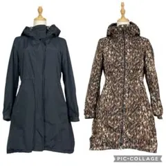 【良品】モンクレール★ナイロンコート　フード　リバーシブル　黒×レオパード　00