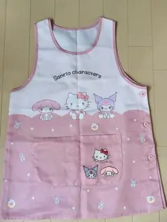 【美品】サンリオ★マイメロ⭐︎キティ⭐︎クロミ★保育園エプロン★M-Lサイズ ピンクのサムネイル