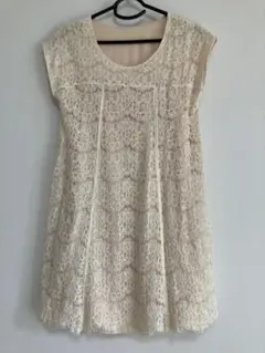 白レース フレンチスリーブワンピース　リバーシブル　archives アルシーヴ