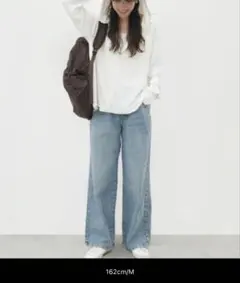 ワイドデニムパンツ ライトブルー　薄手のサムネイル