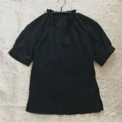 Spick&Span クレープジャージー フリルカラープルオーバー 黒のサムネイル