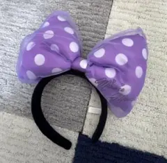 ディズニー カチューシャ 紫 リボン ミニー