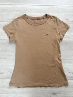 バーバリーブルーレーベル Tシャツ ホースロゴ刺繍 ノバチェック 38 キャメル