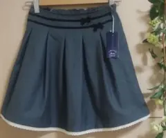 新品タグ付きchopin deux ショパンドゥ 130リボン付スカート　グレー