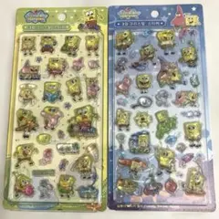 新品【スポンジボブ2シート】韓国　硬いドロップシール　立体うるつや　［K47］