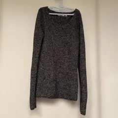 ユニクロ マーブル L セーター ニット 長袖 ミックス糸 ストレッチ 黒