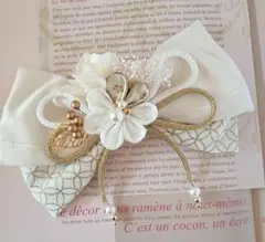 卒業式髪飾り♡和装髪飾り和風リボンとかすみ草とつまみ細工の髪飾り　卒業式　成人式