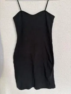 リブ キャミワンピース ブラック