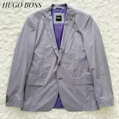 HUGO BOSSヒューゴボス テーラードジャケット ギンガムチェック パープル