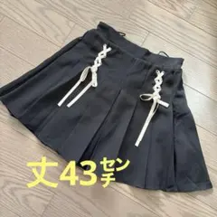 黒いプリーツミニスカート レースアップ　M 地雷系