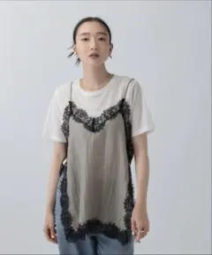 LEPSIM サイドスリットサテンレースキャミのサムネイル