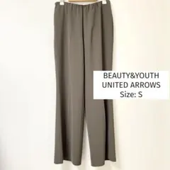 BEAUTY&YOUTH ウエストギャザーイージーフレアパンツ カーキ S