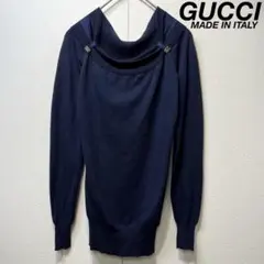 希少 美品 GUCCI ウール 変形 オフショルダー デザイン ニット XSのサムネイル