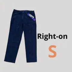 【5187】Right-on レース柄 スキニー パンツ S ネイビー