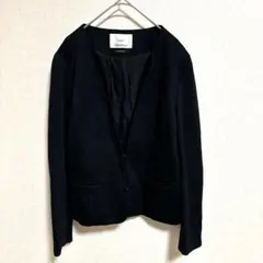 INÉD イネド ノーカラージャケット 9号 M相当 ブラック 日本製 きれいめ