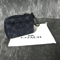 新品同様　COACH キーケース コイン カードケース シグネチャー ネイビー