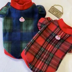 100→M   天使の羽ワンピ/チェックフリース/グリーン/ハンドメイド