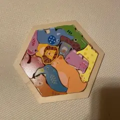 木製動物パズル 六角形