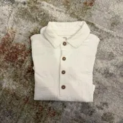 ホワイト 長袖 ボディスーツ