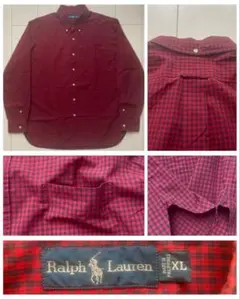 美品 90s 00s polo ラルフローレン チェック B.D. シャツ XL