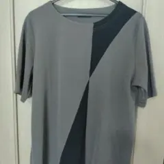 グレー 半袖 Tシャツ 斜めデザイン
