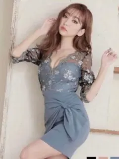 フラワー刺繍タイトドレス キャバドレス