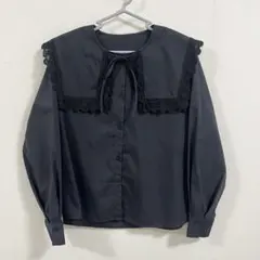 GU 黒 レース付き長袖シャツ
