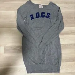ロデオクラウンズ　グレー ロングニットセーター