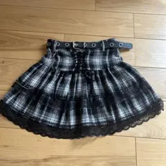 地雷 スカート 黒 チェック レース ライブ用